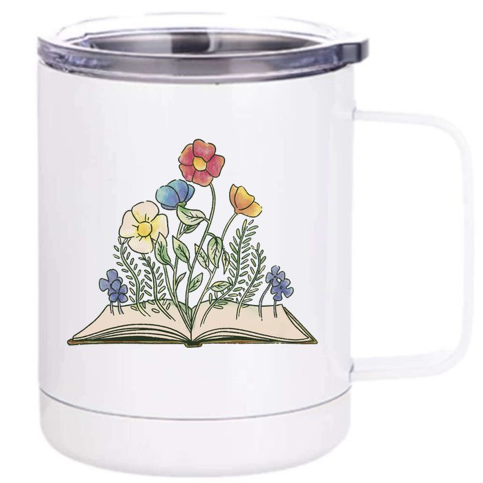 Book With Flowers Front & Back 12oz Stainless Steel Tumbler Cup