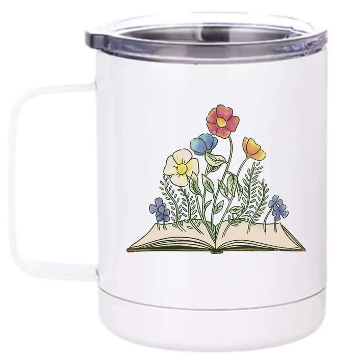 Book With Flowers Front & Back 12oz Stainless Steel Tumbler Cup