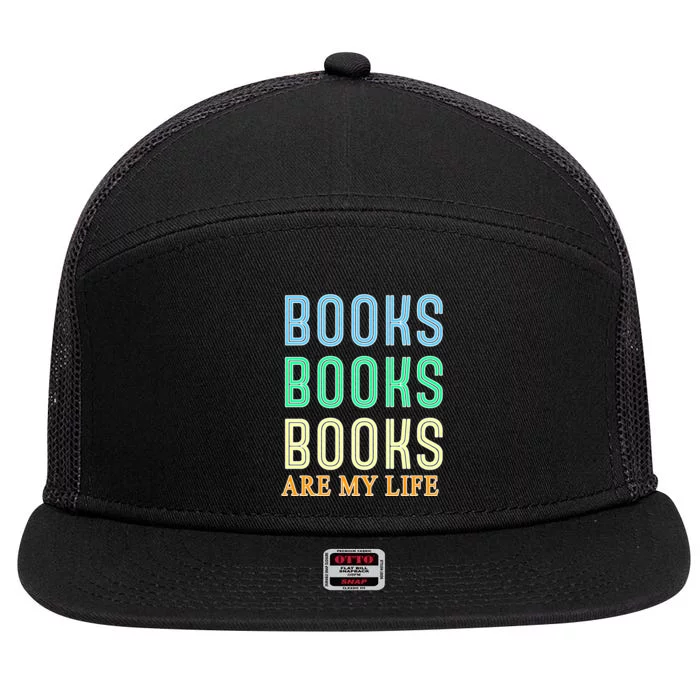 Books Are My Life Book Quotes Essential 7 Panel Mesh Trucker Snapback Hat