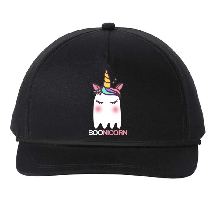 Boonicorn Halloween Unicorn Ghost Snapback Five-Panel Rope Hat