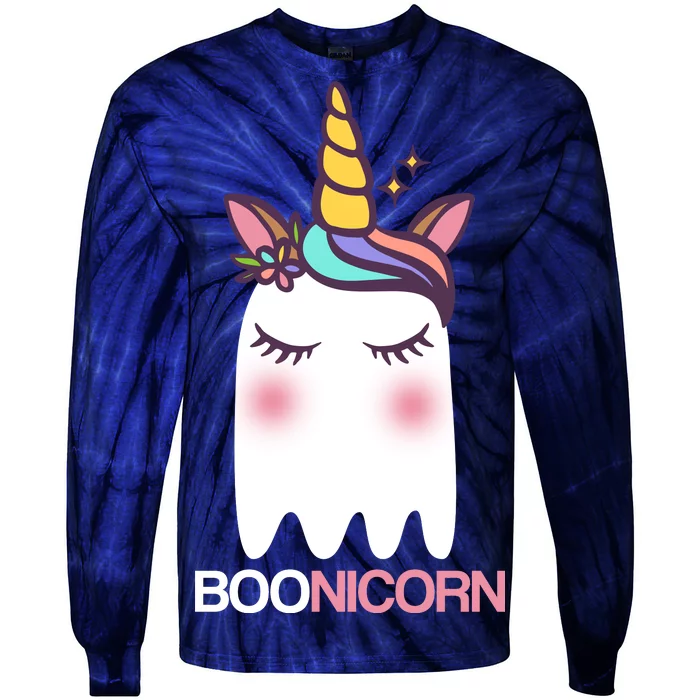 Boonicorn Halloween Unicorn Ghost Tie-Dye Long Sleeve Shirt