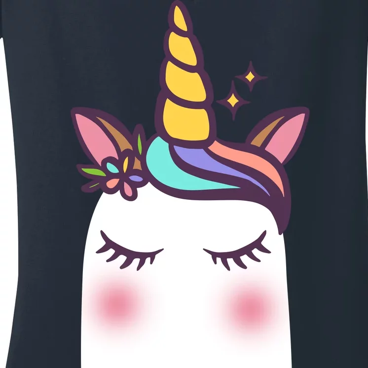 Boonicorn Halloween Unicorn Ghost Women's V-Neck T-Shirt