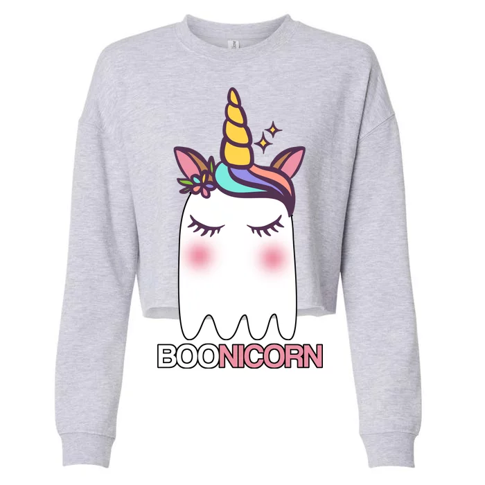 Boonicorn Halloween Unicorn Ghost Cropped Pullover Crew