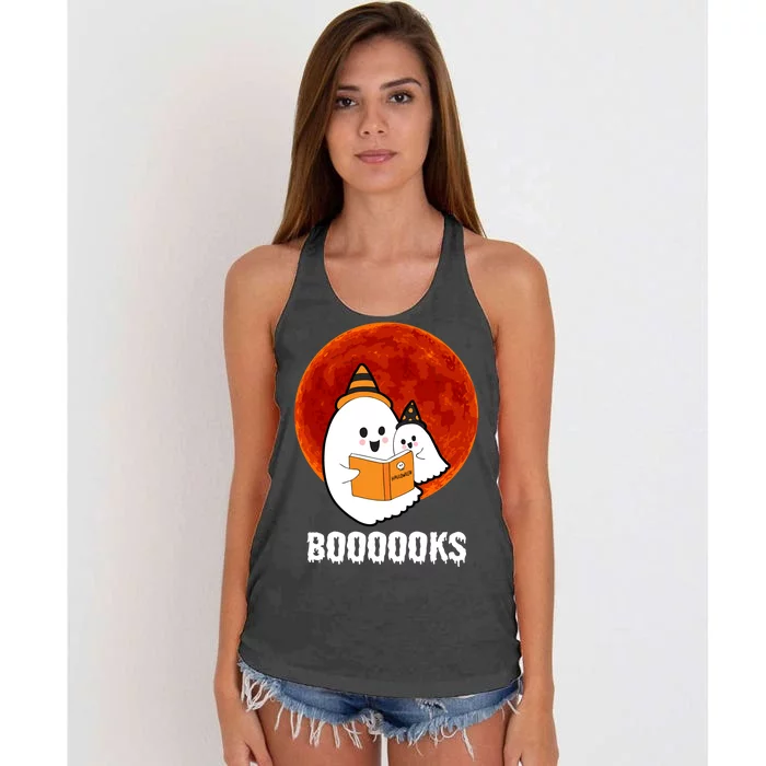 Boooooks Funny Cute Halloween Book Women's Knotted Racerback Tank