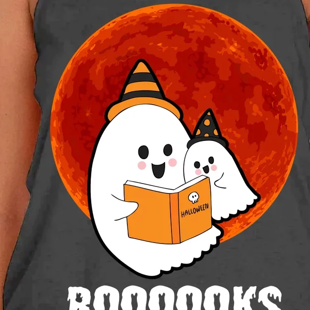 Boooooks Funny Cute Halloween Book Women's Knotted Racerback Tank