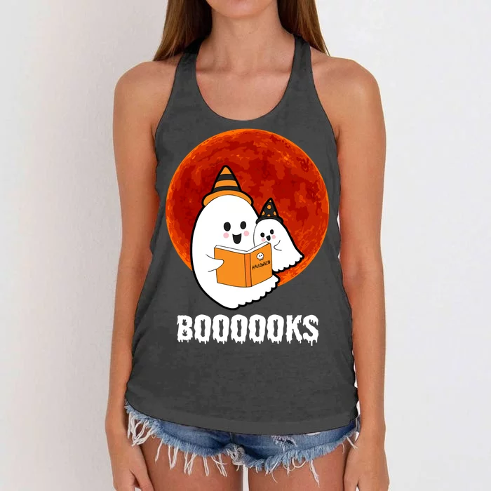 Boooooks Funny Cute Halloween Book Women's Knotted Racerback Tank