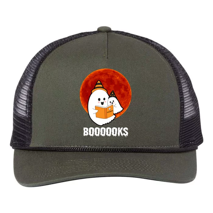 Boooooks Funny Cute Halloween Book Retro Rope Trucker Hat Cap