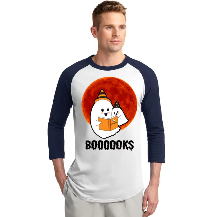 Boooooks Funny Cute Halloween Book Baseball Sleeve Shirt