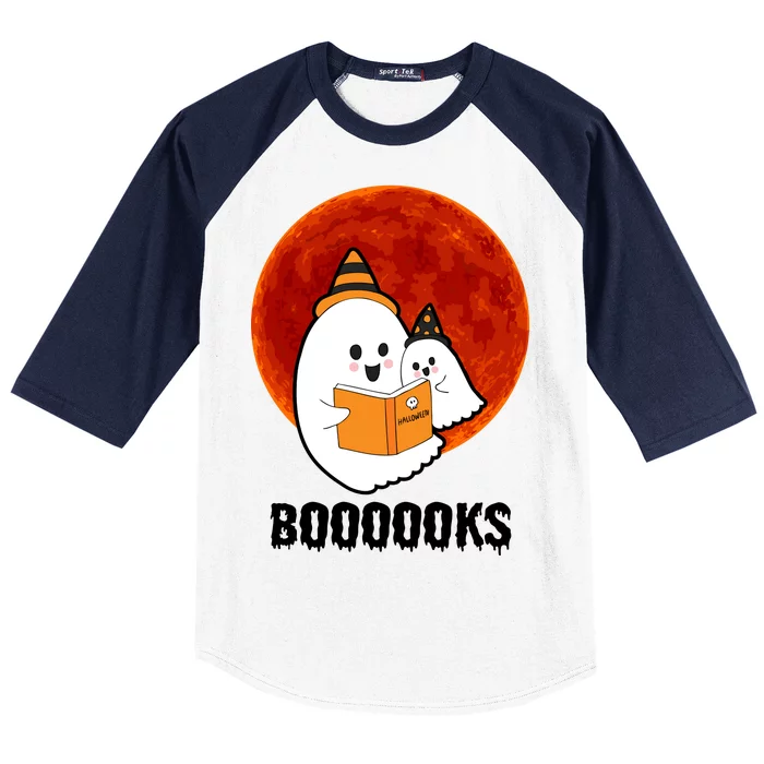 Boooooks Funny Cute Halloween Book Baseball Sleeve Shirt