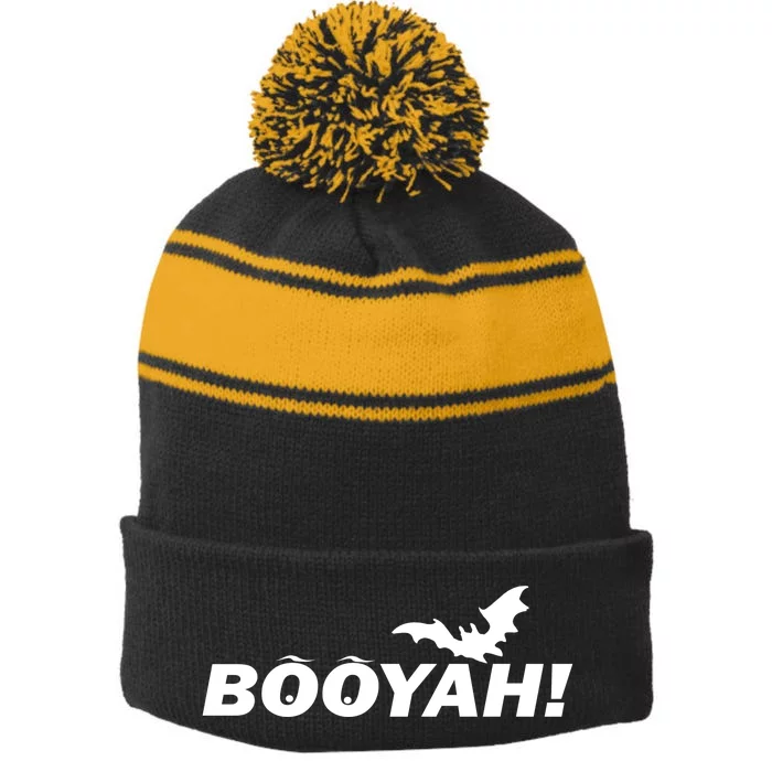 BOOYAH! Bat Halloween Stripe Pom Pom Beanie