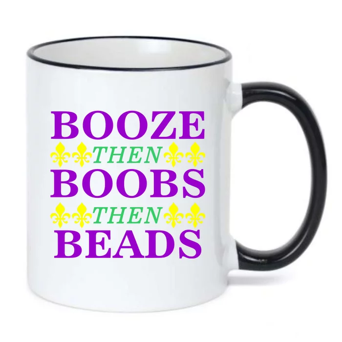 Booze then Boobs then Beads Mardi Gras New Orleans Black Color Changing Mug