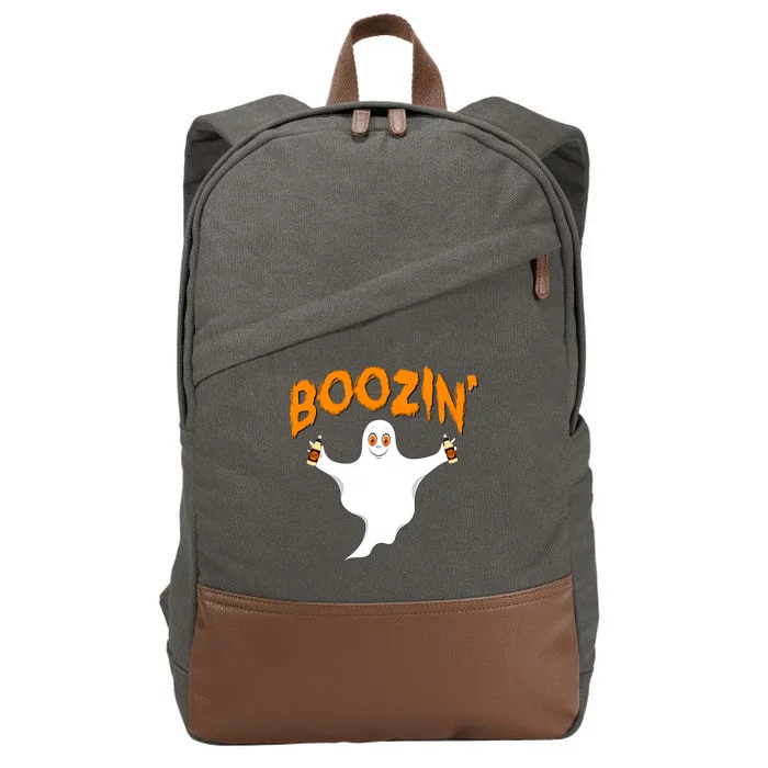 Boozin' Ghost With Beer Cotton Canvas Backpack