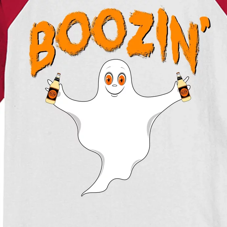 Boozin' Ghost With Beer Kids Colorblock Raglan Jersey