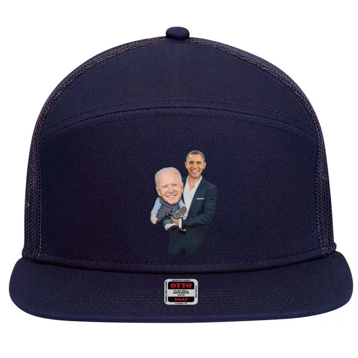 Biden Obama Puppet Joe Funny Political 7 Panel Mesh Trucker Snapback Hat