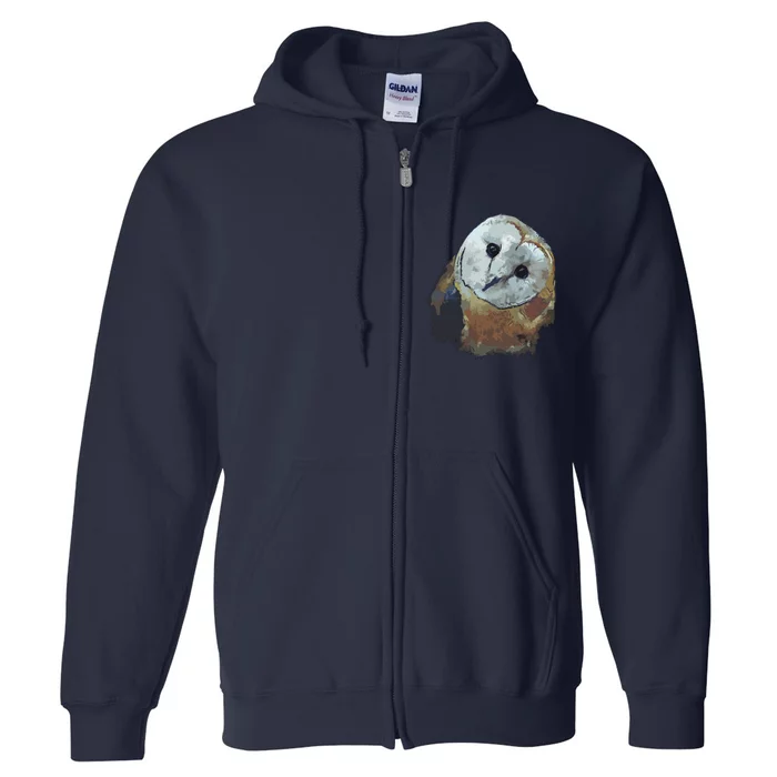 Barn Owl Painting Owl Art Full Zip Hoodie