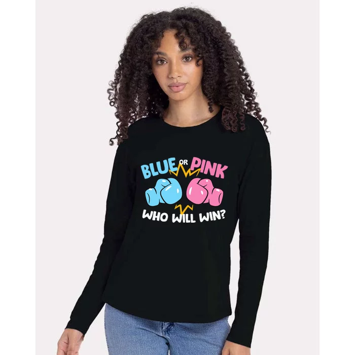 Blue Or Pink Who Will Win Funny Gender Reveal Womens Cotton Relaxed Long Sleeve T-Shirt