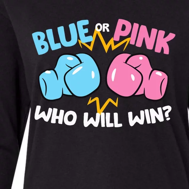 Blue Or Pink Who Will Win Funny Gender Reveal Womens Cotton Relaxed Long Sleeve T-Shirt