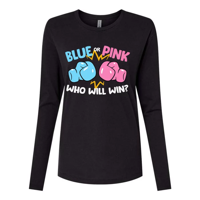 Blue Or Pink Who Will Win Funny Gender Reveal Womens Cotton Relaxed Long Sleeve T-Shirt