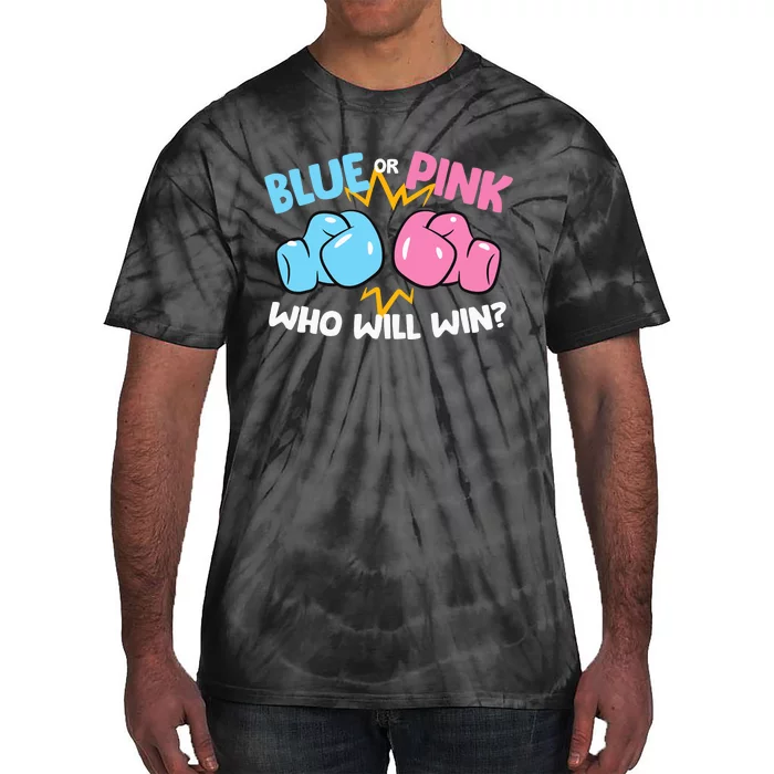 Blue Or Pink Who Will Win Funny Gender Reveal Tie-Dye T-Shirt