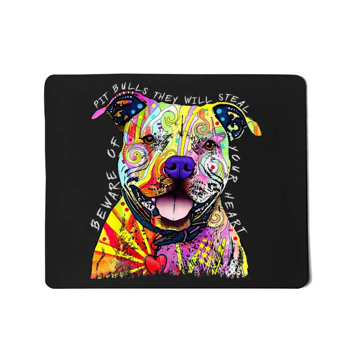 Beware of Pit Bulls They Will Steal Your Heart Funny Dogs Mousepad