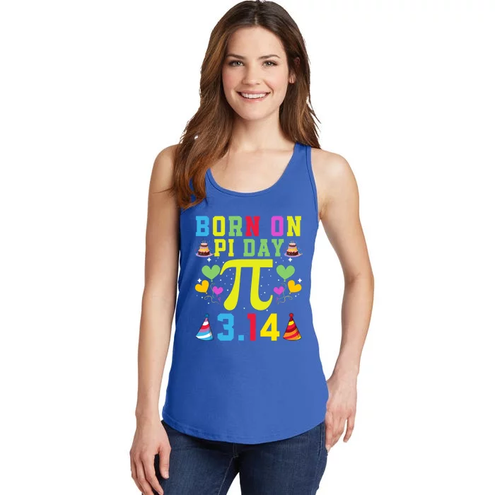 Born On Pi Day Birthday Decorations Happy 14 March 14th Gift Ladies Essential Tank