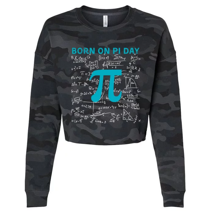 Born On Pi Day Pi Day Birthday Celebrate National Pi Day Gift Cropped Pullover Crew