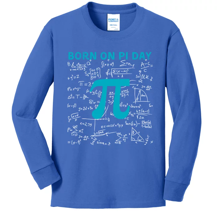 Born On Pi Day Pi Day Birthday Celebrate National Pi Day Gift Kids Long Sleeve Shirt