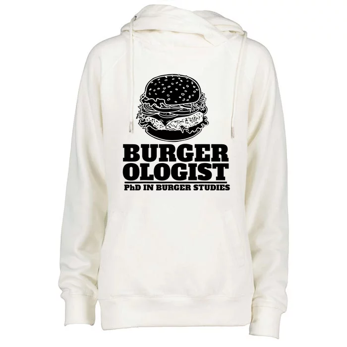 Burger Ologist Phd In Burger Studies Womens Funnel Neck Pullover Hood