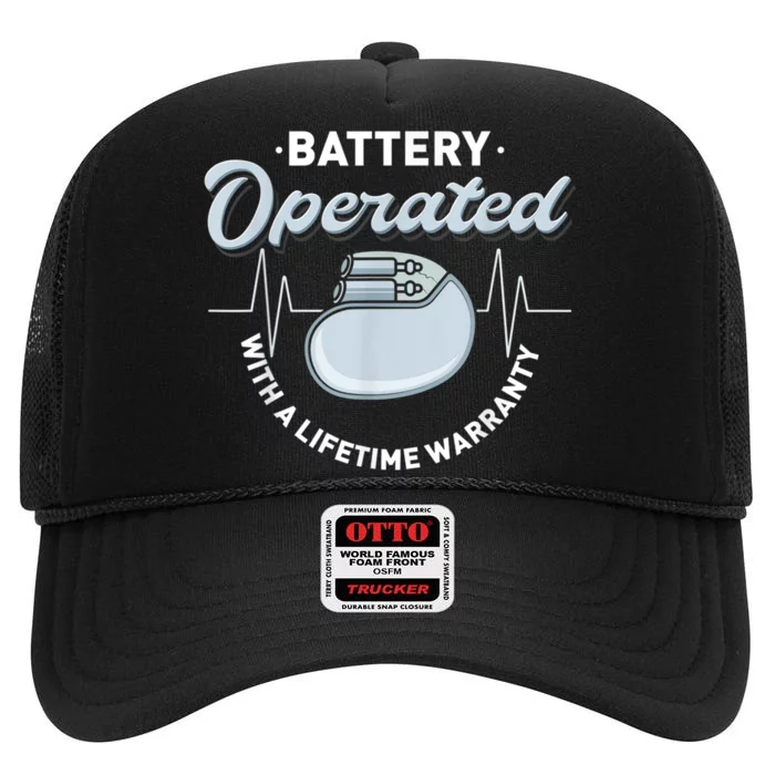 Battery Operated Pacemaker Recipient Heart Attack Survivor High Crown Mesh Trucker Hat