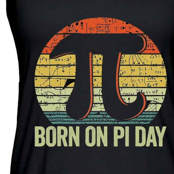 Born On Pi Day Funny Happy Birthday Nerd Math Teacher Ladies Essential Flowy Tank