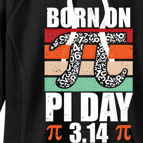 Born On Pi Day Funny Retro Math Teacher Student Happy Pi Day Funny Gift Women's Fleece Hoodie