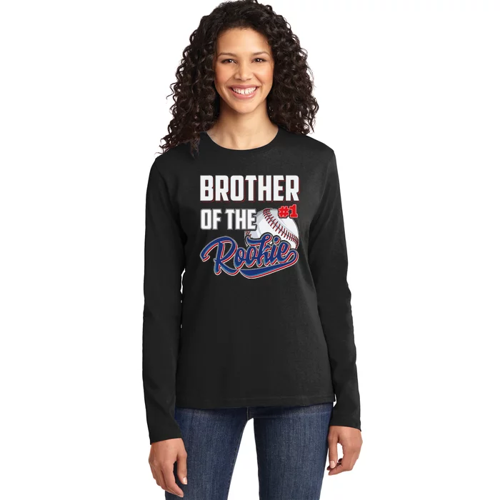 Brother of Rookie 1 Years old Team 1st Birthday Baseball Ladies Long Sleeve Shirt