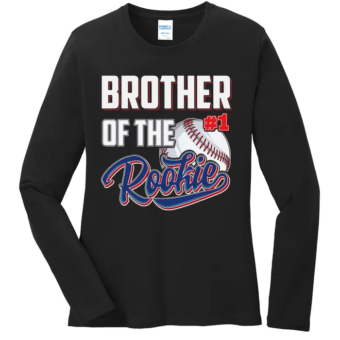 Brother of Rookie 1 Years old Team 1st Birthday Baseball Ladies Long Sleeve Shirt