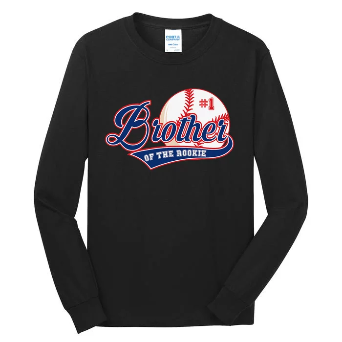 Brother of Rookie 1st Birthday Baseball Theme Matching Party Tall Long Sleeve T-Shirt