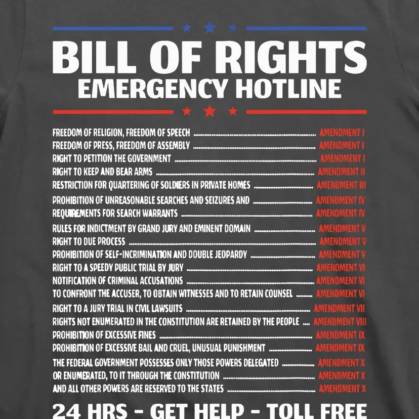 Bill Of Rights Emergency Hotline Amendments Of Constitution T-Shirt