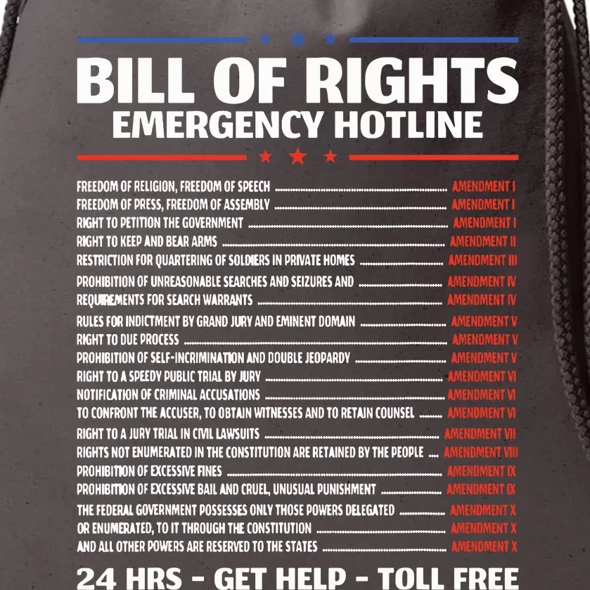 Bill Of Rights Emergency Hotline Amendments Of Constitution Drawstring Bag