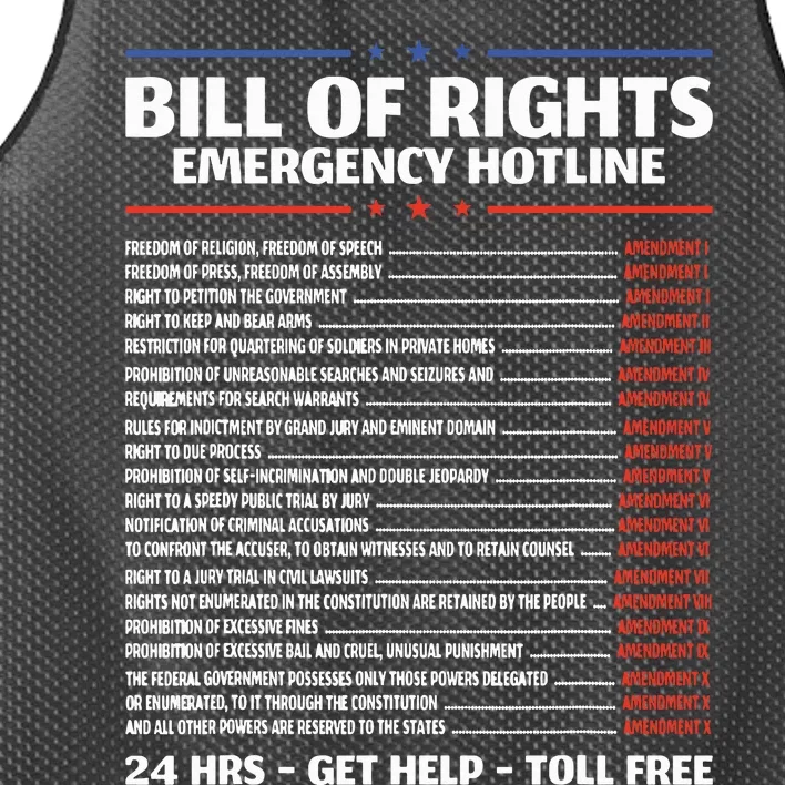 Bill Of Rights Emergency Hotline Amendments Of Constitution Mesh Reversible Basketball Jersey Tank