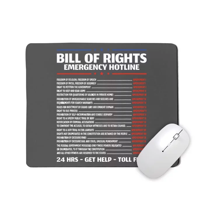 Bill Of Rights Emergency Hotline Amendments Of Constitution Mousepad