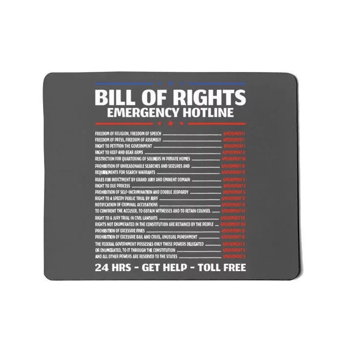 Bill Of Rights Emergency Hotline Amendments Of Constitution Mousepad