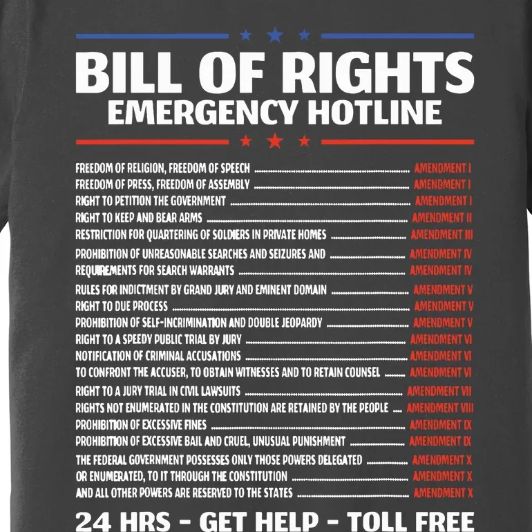 Bill Of Rights Emergency Hotline Amendments Of Constitution Premium T-Shirt