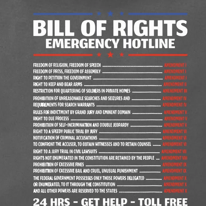 Bill Of Rights Emergency Hotline Amendments Of Constitution Zip Tote Bag