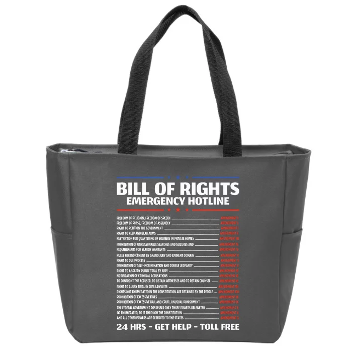 Bill Of Rights Emergency Hotline Amendments Of Constitution Zip Tote Bag