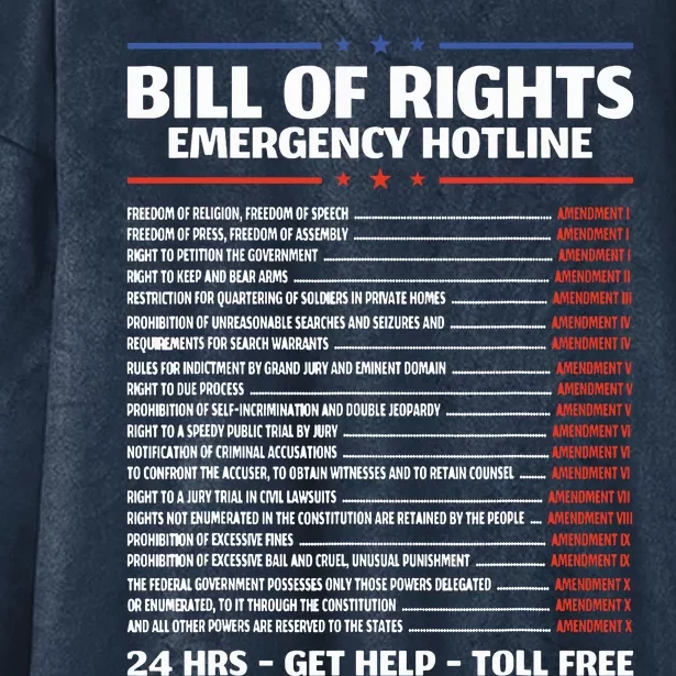 Bill Of Rights Emergency Hotline Amendments Of Constitution Hooded Wearable Blanket