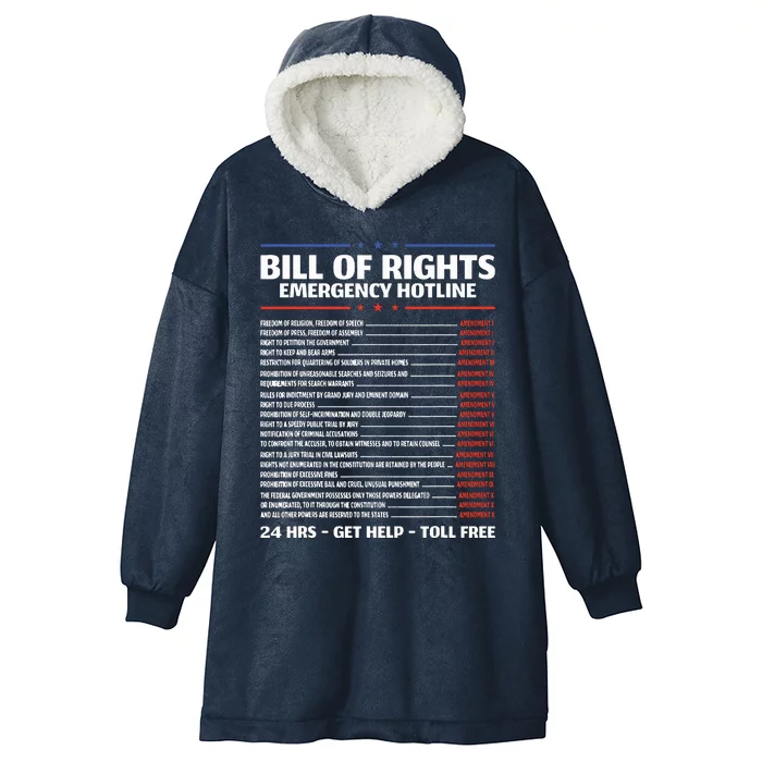 Bill Of Rights Emergency Hotline Amendments Of Constitution Hooded Wearable Blanket