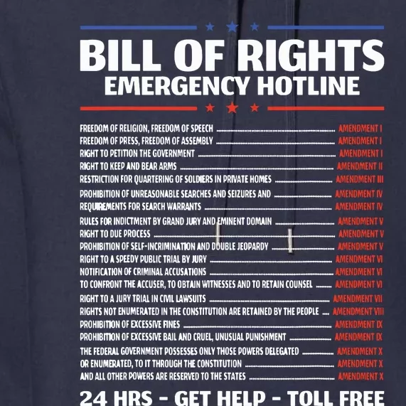 Bill Of Rights Emergency Hotline Amendments Of Constitution Premium Hoodie