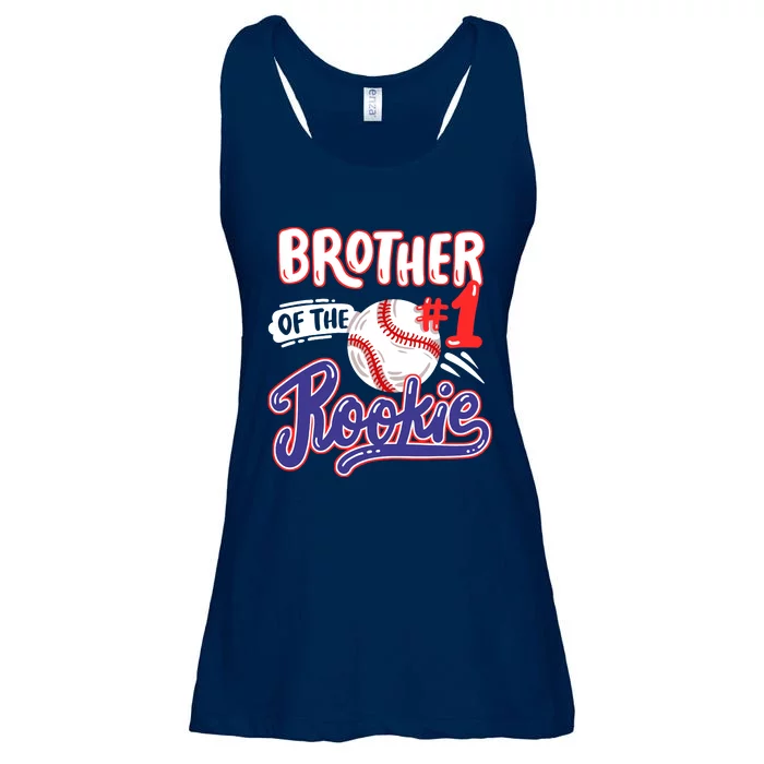 Brother Of Rookie 1st Baseball Birthday Party Theme Matching Ladies Essential Flowy Tank