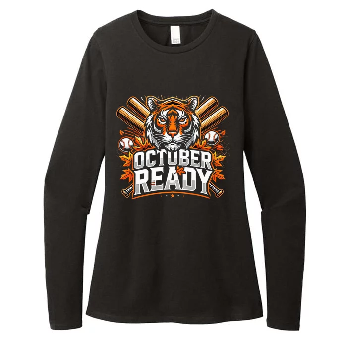 Baseball October Ready Tiger D Womens CVC Long Sleeve Shirt