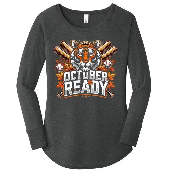 Baseball October Ready Tiger D Women's Perfect Tri Tunic Long Sleeve Shirt