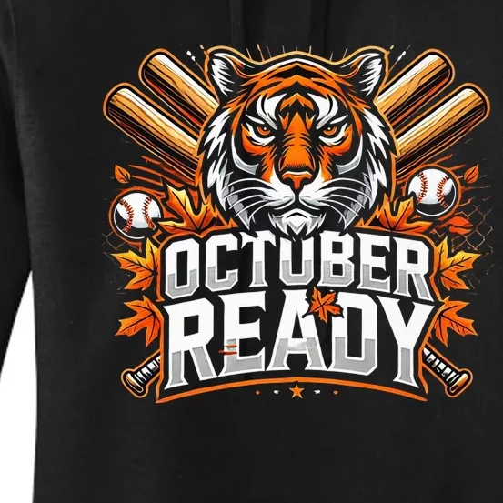 Baseball October Ready Tiger D Women's Pullover Hoodie