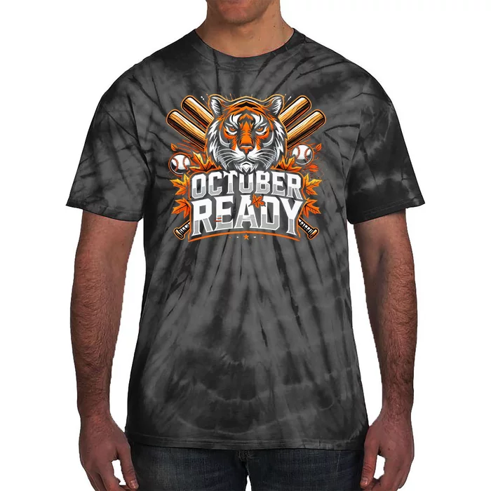 Baseball October Ready Tiger D Tie-Dye T-Shirt